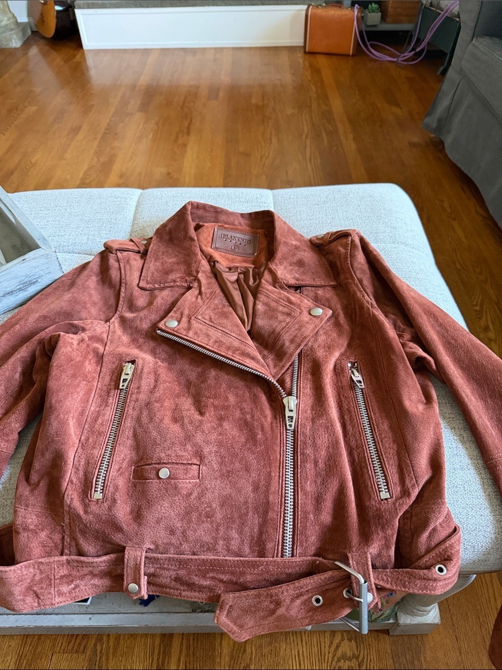 BLANKNYC Suede Moto Jacket Rust Brown Large - Picture 5 of 16